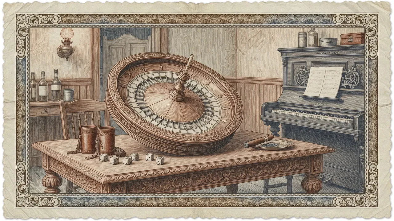 Saloon back room with roulette and dice